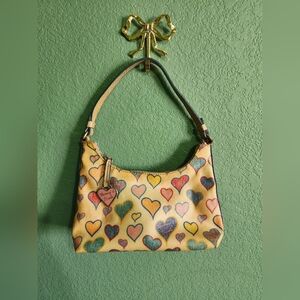 Dooney & Bourke Y2K Crayon Hearts Coated Canvas Shoulderbag
